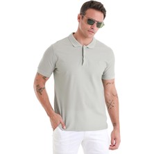 Hatem Saykı Gri Regular Fit Düz Merserize Polo Yaka 100% Pamuk Tişört