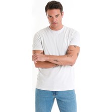 Hatemoğlu Gri Regular Fit Düz 100% Pamuklu Bisiklet Yaka Tişört