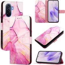 Mays Boutique Huawei Nova Y70 Artı Pu Deri Kickstand Cüzdan Mermer Desen (Yurt Dışından)