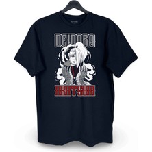 nirvoda Deidara Akatsuki Naruto Baskılı Loose Fit Bisiklet Yaka Unisex Tişört Siyah