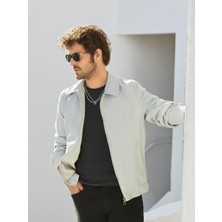 Dufy Gri Erkek Regular Fit Düz Klasik Yaka Bomber Mont