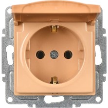 Günsan Elektrik Günsan Visage Kapaklı Topraklı Priz, Akçaağaç (Mekanizma + Tuşkapak)