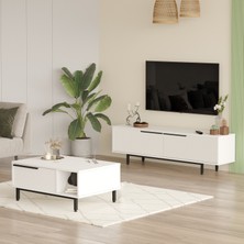 L'occi Concept Leena Tv Ünitesi Orta Sehpa 2'li Set Beyaz LA19-W