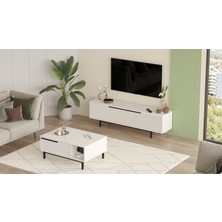 L'occi Concept Leena Tv Ünitesi Orta Sehpa 2'li Set Beyaz LA19-W