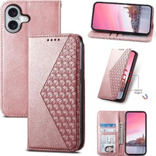 Colorful Shop IPhone 16 Için Flip Case Eşkenar Dörtgen Şekli Cüzdan Standı El Kayışı Günlük Kullanım (Yurt Dışından)