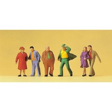 Preiser 14124 1/87 Ölçek, Yürüyen Yolcu, Boyanmış Plastik Figürleri, 6 Adet