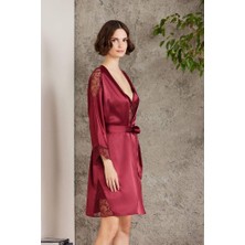 Efsane Baby Efsane Store - Pierre Cardin Saten Gecelik Sabahlık Pijama Takım Şort Takım 6'lı Gelin Çeyiz Seti - 6000