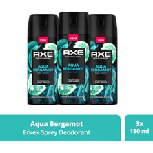 Axe Premium Collection Erkek Sprey Deodorant Aqua Bergamot 72 Saat Ferahlık 150 ml X3