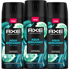 Axe Premium Collection Erkek Sprey Deodorant Aqua Bergamot 72 Saat Ferahlık 150 ml X3