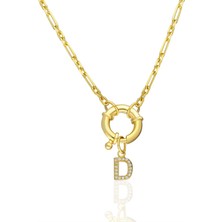 Nevam Kuyumculuk Gemici Kilitli Taşlı Harf Kolye