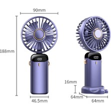 Stylish Homestead 1 Adet Mini Taşınabilir Fan, El Tipi Fan Kişisel Mini Fan USB Şarj Edilebilir 5 Hızlı, 90° Katlanabilir Pil LED Ekranlı, Okul Malzemeleri Için Masaüstü Fan Çalışma Süresi (Yurt Dışından)