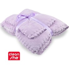 Marka Cleanshe Miracle Ultra Emici Mikrofiber Banyo Havlu Seti Mor