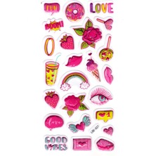 Limmy Sticker Kabartmalı Stiker Defter Planlayıcı Etiket (LDE027)-19X9CM - Pembe Donut Çilek