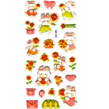Limmy Sticker Kabartmalı Stiker Defter Planlayıcı Etiket (LDE036)-19X9CM - Tavşan Ayçiçeği