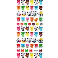 Limmy Işıltılı Sticker Kabartmalı Stiker Defter Planlayıcı Etiket (DFH004)-18X9CM - Panda ve Ayı