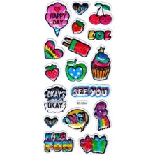 Limmy Işıltılı Sticker Kabartmalı Stiker Defter Planlayıcı Etiket (DFH044)-18X9CM- Fun Cupcake