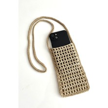 Majhi File Kadın Küçük Örgü Hasır Telefon Çantası Şık Görünüm ile Ultra Hafif Tasarım