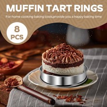 Pearl 8 Adet 4.1 Inç Muffin Tart Yüzükler Çift Tart Yüzük Paslanmaz Çelik Yuvarlak Halka Kalıp Ev Pişirme Için (Yurt Dışından)