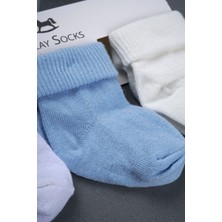 Olay Socks Pamuk 9lu Bebek Çorap, Bebek Mavi Gri 9lu Çorap Seti, Yeni Doğan Hediyelik 9lu Çorap Seti