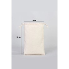 Stonehill 20X30 cm Büzgülü Ham Bez Kese 2 Adet Doğal Pamuk Malzeme ile Çevre Dostu Kullanım
