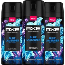 Axe Premium Collection Erkek Sprey Deodorant Blue Lavender 72 Saat Ferahlık 150 Ml X3