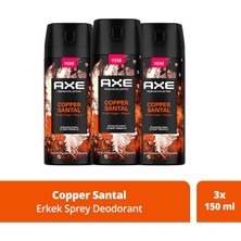 Axe Premium Collection Erkek Sprey Deodorant Copper Santal 72 Saat Ferahlık 150 Ml X3