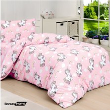 Boreas Home Kız Çocuk Hayal Dünyası Unicorn Pembe Tek Kişilik Nevresim Takımı