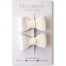 Ma & Maa Extra Mini Boy %100 Deri Çocuk Bebek 2'li Fiyonk Saç Tokası Seti