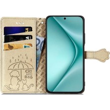 Manyi Mall Huawei Pura 70 Pro Için Flip Case Kısa Kayış Karikatür Hayvanlar Darbeye (Yurt Dışından)