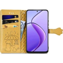 SZY Mall Realme 12 Flip Kapak Için Flip Case Karikatür Hayvanlar Kısa Kayış Deri (Yurt Dışından)