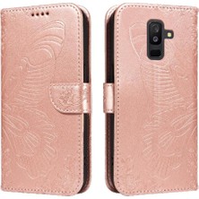 Manyi Mall Samsung Galaxy A6 Artı Kredi Kartı Yuvası Kabartmalı Yüksek Flip Case (Yurt Dışından)