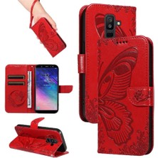 Manyi Mall Samsung Galaxy A6 Artı Kredi Kartı Yuvası Kabartmalı Yüksek Flip Case (Yurt Dışından)