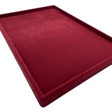 Megass Dekor Yerli Üretim Süet Kumaş Bordo Renk 34/24 cm Takı Servis Sunum Tablası