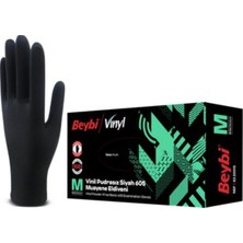 Beybi Vinil Pudrasız Siyah 605 Muayene Eldiveni Medium 100'LÜ