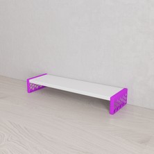 3 Boyutlu Hepsi Monitör Yükseltici Model No : 1 - Mor Bilgisayar Ekran Yükseltici - Mor Renkli Altıgen Desenli Tasarım - Beyaz Mdflam