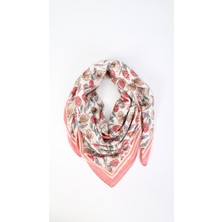 Nesscarf Çiçek Desenli Pembe Eşarp 95X95