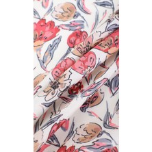 Nesscarf Çiçek Desenli Pembe Eşarp 95X95