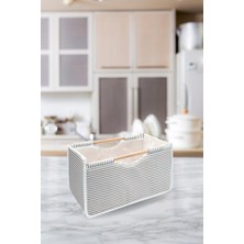 Flosoft Çok Amaçlı Kutu, Dolap Raf Düzenleyici, Dekoratif Ahşap Saplı Saklama Kutusu 32X17X18 cm