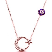 Pigado 925 Ayar Ayyıldız Nazar Boncuklu Kolye