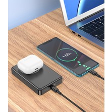 Hoco J125A Power 10.000 Mah Pd 20W Type-C ve 15W Kablosuz Şarjlı Magsafe Powerbank - Siyah 12