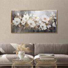 Tablosan Yağlı Boya Dokulu Tablo Dalda Beyaz Papatyalar U02013