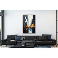 Tablosan Yağlı Boya Dokulu Tablo Soyut Şehir Manzarası Manhattan U09003