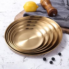 Xifu Shop B 20CM Tarzı 30 cm Paslanmaz Çelik Yuvarlak Yemek Tabak Steak Tatlı Mat Altın Tepsi Batı Steak Yuvarlak Tepsi Mutfak Sofra Takımı (Yurt Dışından)