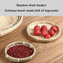 Xifu Shop B 13CM Tarzı El Yapımı Dokuma Bambu Süzgeç Bambu Sal Raft Yuvarlak Tıraş Kepçesi Kendin Yap Dekoratif Meyve Ekmek Sepeti Mutfak Depolama (Yurt Dışından)