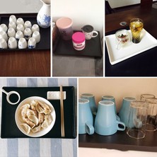 Xifu Shop B Bk1 Stili Siyah Beyaz Dikdörtgen Otel Melamin Tepsisi Su Bardağı Çay Tepsisi Yaratıcı Plastik Oda Yıkama Saklama Tepsileri (Yurt Dışından)