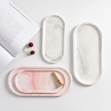 Xifu Shop B No.11 Stili Nordik Mermer Dokulu Tepsi Seramik Oval Tabak Batı Yemek Tabak Tatlı Tabak Takı Saklama Tepsisi (Yurt Dışından)