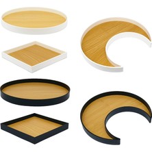 Xifu Shop B W3 Stili 29EF Ahşap Servis Tepsisi Rustik Sofra Takımı Tatlı Tabak Ay Güneş Şekilli Takı Tabağı Kase Bayram Parti Malzemeleri (Yurt Dışından)