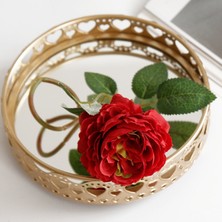Xifu Shop B S-2 Stili Nordik Lüks Metal Ayna Tepsi Yuvarlak Mum Tabak Makyaj Masası Takı Depolama Organizatörü - Kahve Masası Makyaj Masası Banyo Ev Için (Yurt Dışından)
