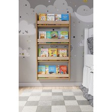 Modern Montessori 4 Raflı Mdf Çocuk Kitaplığı 120*60 cm - Sonoma 10 cm 4 Mdf Kahverengi Modern