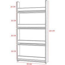 Beyaz Montessori 4 Raflı Çocuk Kitaplığı 120*60 cm Beyaz Mdf 4 Modern 10 cm Modern